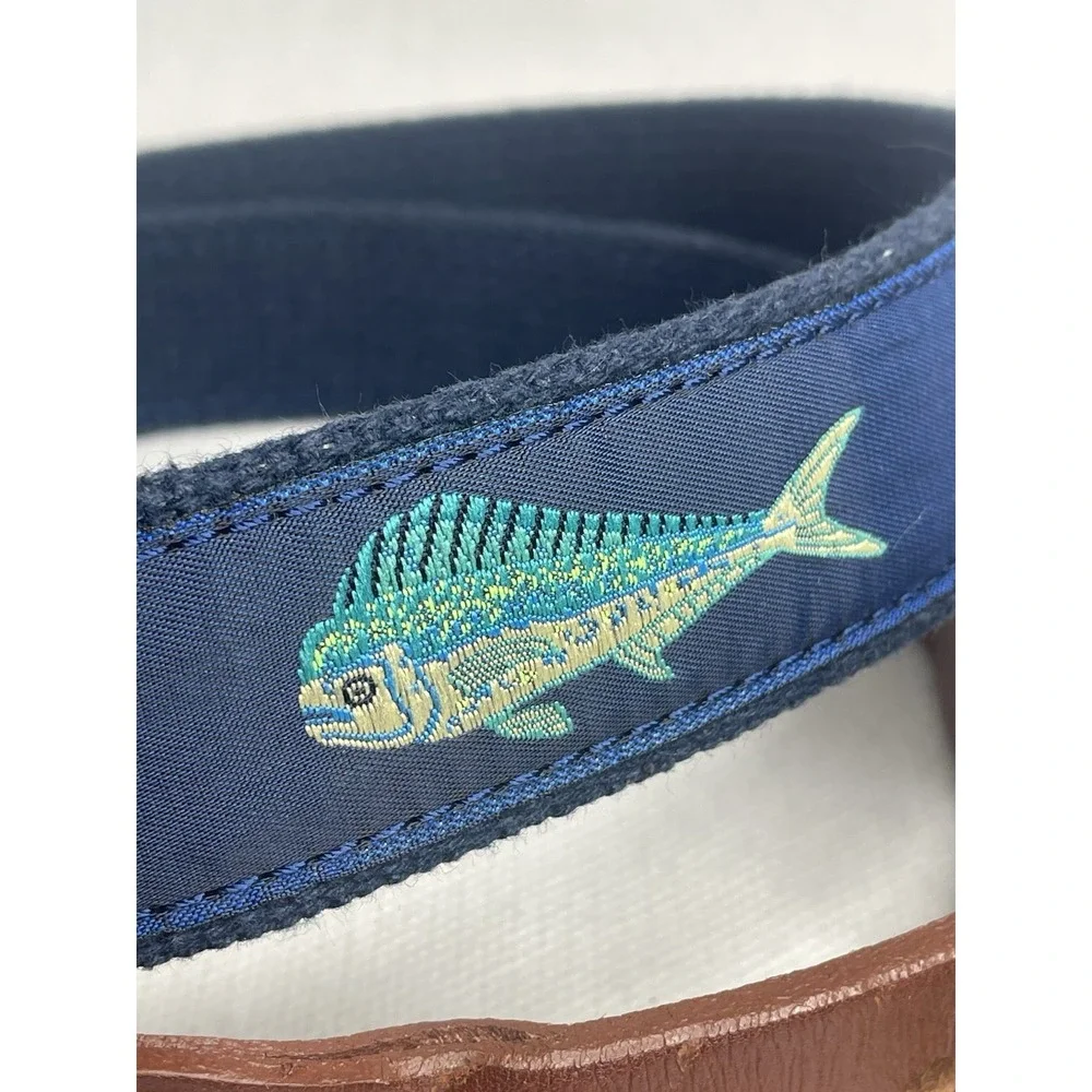 Leather Man Ltd Premium Top Grain Leather Golf Fishing Blue Mahi Belt Size 40